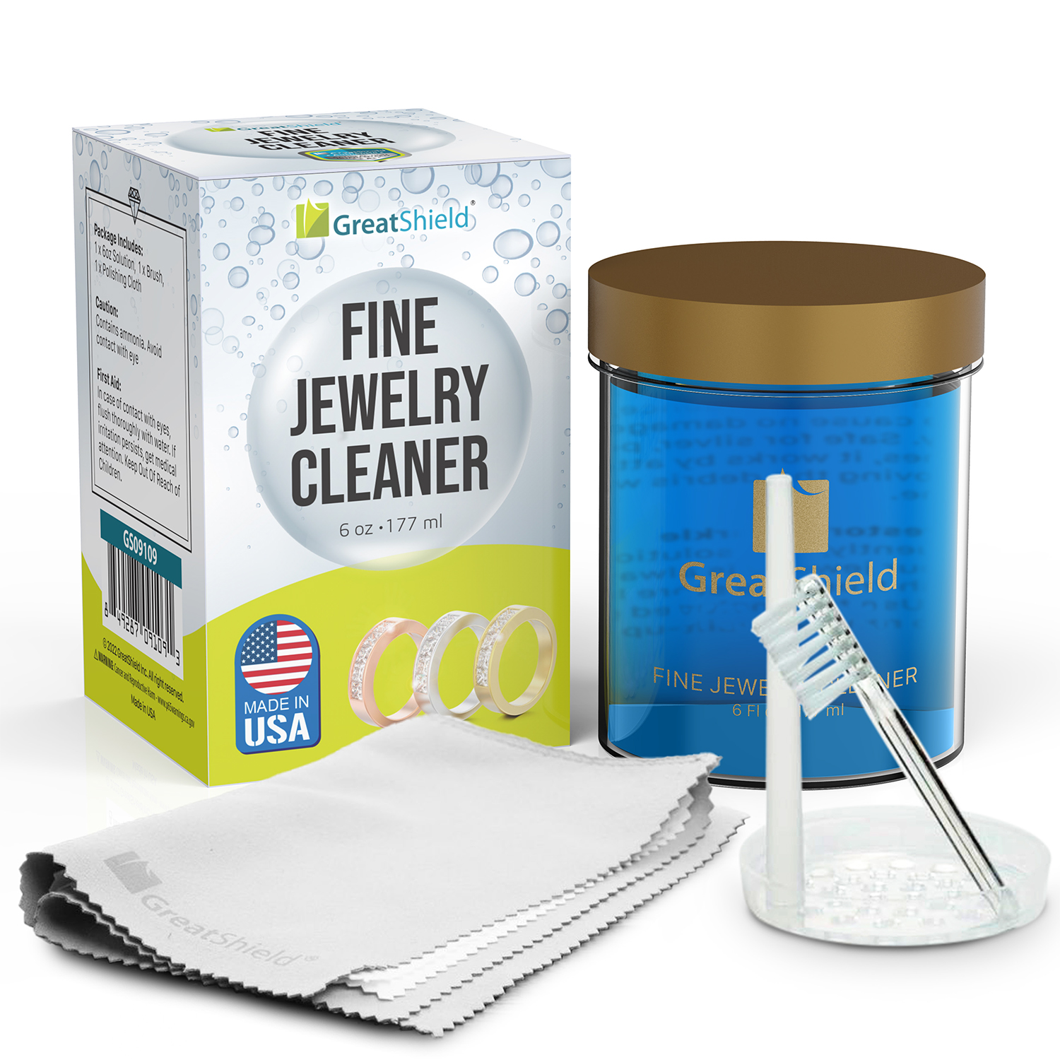 GreatShield Fine Jewelry Cleaner Solution Kit With Cleaning Brush